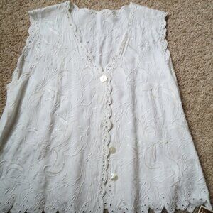 Serendipity Maui Embroidered Blouse White Top Size=XS NWT